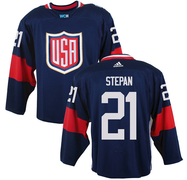 USA 21 Derek Stepan Navy 2016 World Cup of Hockey Premier Player Jersey