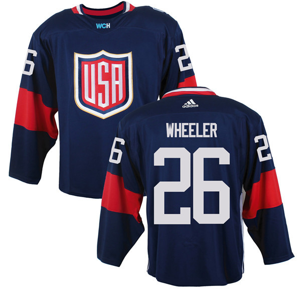 USA 26 Blake Wheeler Navy 2016 World Cup of Hockey Premier Player Jersey - Click Image to Close