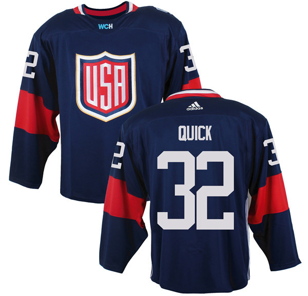 USA 32 Jonathan Quick Navy 2016 World Cup of Hockey Premier Player Jersey