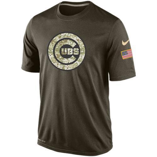 Nike Chicago Cubs Olive Green Salute To Service Dri Fit Men's T-Shirt