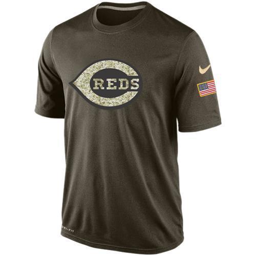 Nike Cincinnati Reds Olive Green Salute To Service Dri Fit Men's T-Shirt