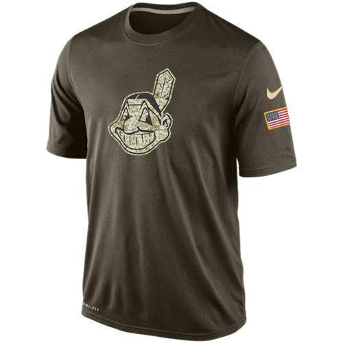 Nike Cleveland Indians Olive Green Salute To Service Dri Fit Men's T-Shirt