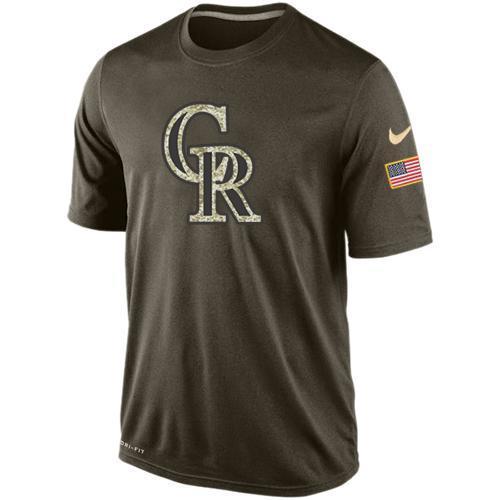 Nike Colorado Rockies Olive Green Salute To Service Dri Fit Men's T-Shirt