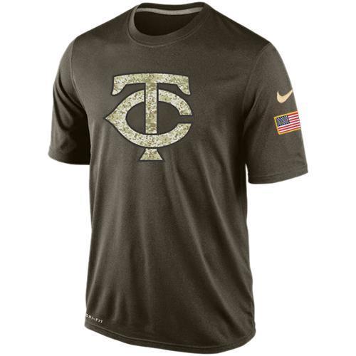Nike Minnesota Twins Olive Green Salute To Service Dri Fit Men's T-Shirt - Click Image to Close