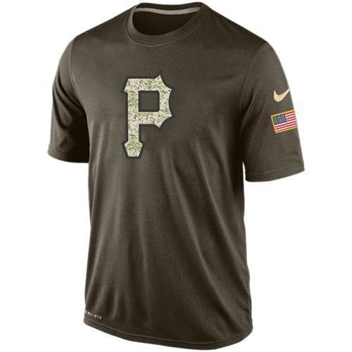 Nike Pittsburgh Pirates Olive Green Salute To Service Dri Fit Men's T-Shirt