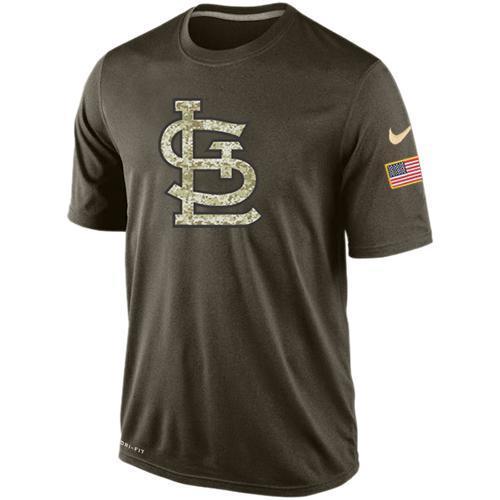 Nike St. Louis Cardinals Olive Green Salute To Service Dri Fit Men's T-Shirt - Click Image to Close
