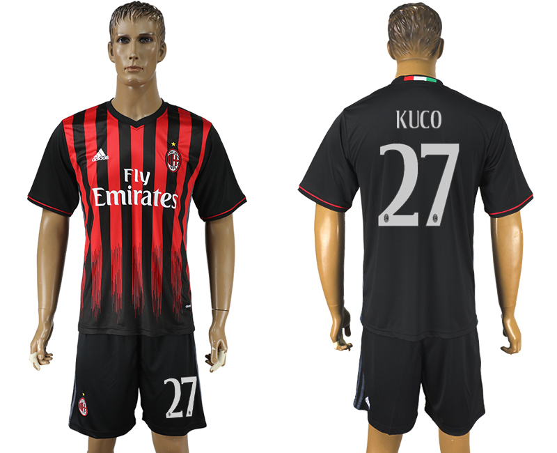 2016-17 AC Milan 27 KUCO Home Soccer Jersey