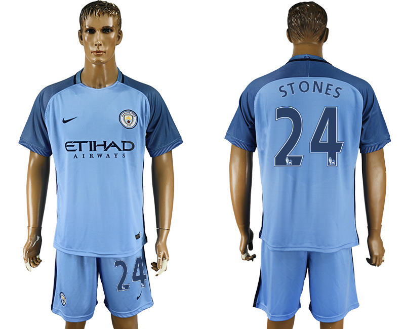 2016-17 Manchester City 24 STONES Home Soccer Jersey