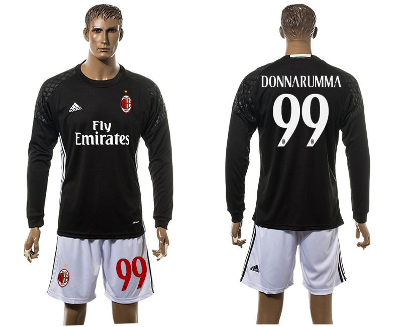 2016-17 AC Milan 99 DONNARUMMA Black Goalkeeper Long Sleeve Soccer Jersey