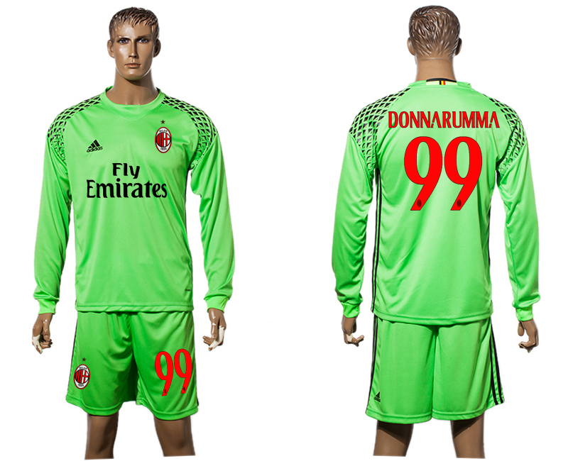 2016-17 AC Milan 99 DONNARUMMA Green Goalkeeper Long Sleeve Soccer Jersey