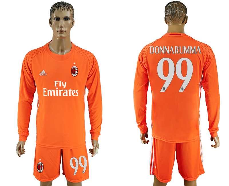 2016-17 AC Milan 99 DONNARUMMA Orange Goalkeeper Long Sleeve Soccer Jersey