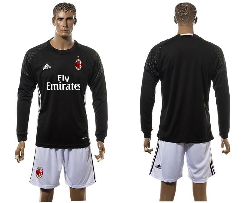 2016-17 AC Milan Black Goalkeeper Long Sleeve Soccer Jersey