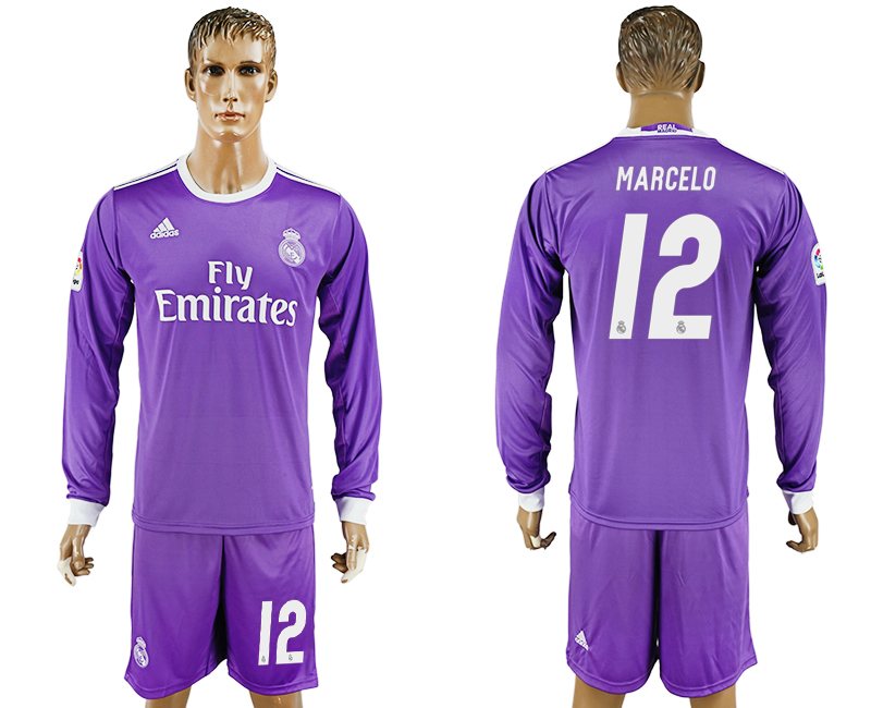 2016-17 Real Madrid 12 MARCELO Away Long Sleeve Soccer Jersey