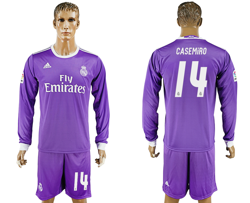 2016-17 Real Madrid 14 CASEMIRO Away Long Sleeve Soccer Jersey