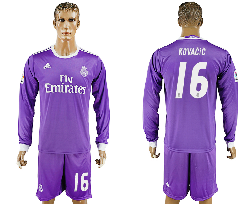 2016-17 Real Madrid 16 KOVACIC Away Long Sleeve Soccer Jersey