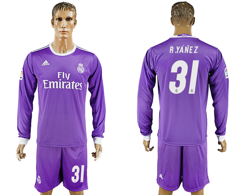 2016-17 Real Madrid 31 R.YANEZ Away Long Sleeve Soccer Jersey