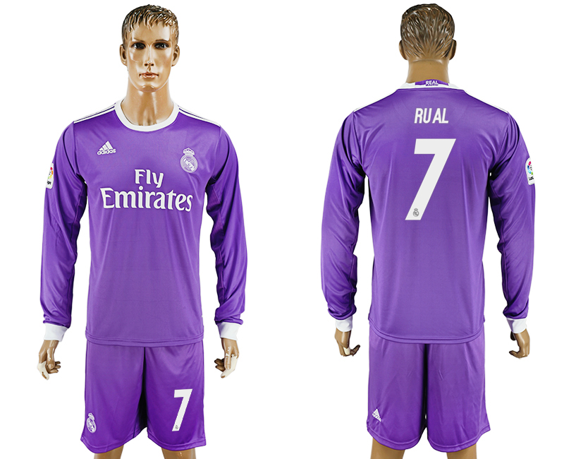 2016-17 Real Madrid 7 RAUL Away Long Sleeve Soccer Jersey