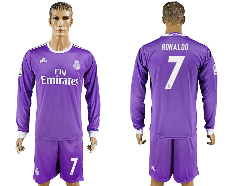 2016-17 Real Madrid 7 RONALDO Away Long Sleeve Soccer Jersey