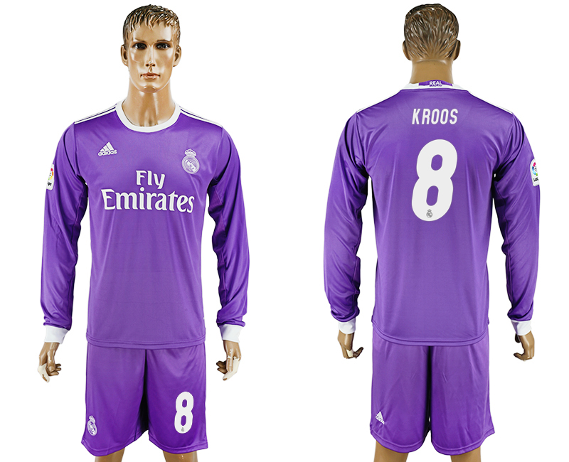 2016-17 Real Madrid 8 KROOS Away Long Sleeve Soccer Jersey