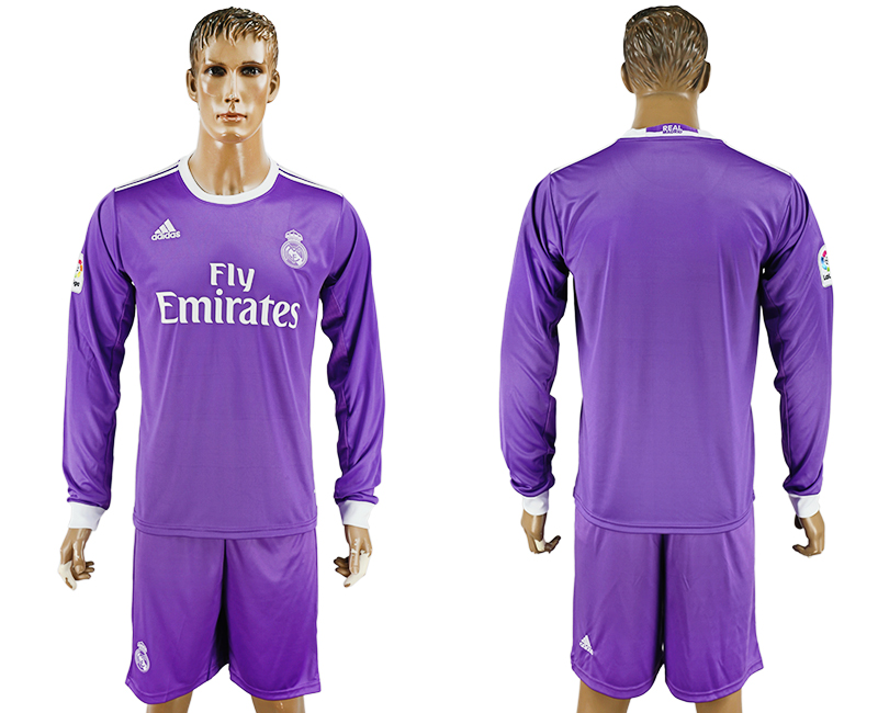 2016-17 Real Madrid Away Long Sleeve Soccer Jersey