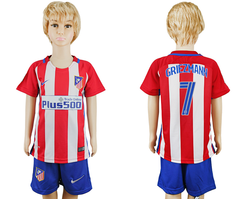 2016-17 Atletico Madrid 7 GRIEZMANN Home Youth Soccer Jersey