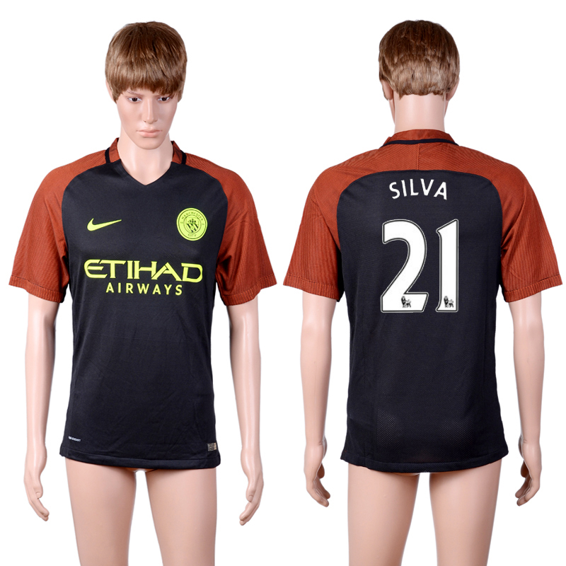 2016-17 Manchester City 21 SILVA Away Thailand Soccer Jersey 2016-17 Manchester City 21 SILVA Away Thailand Soccer Jersey