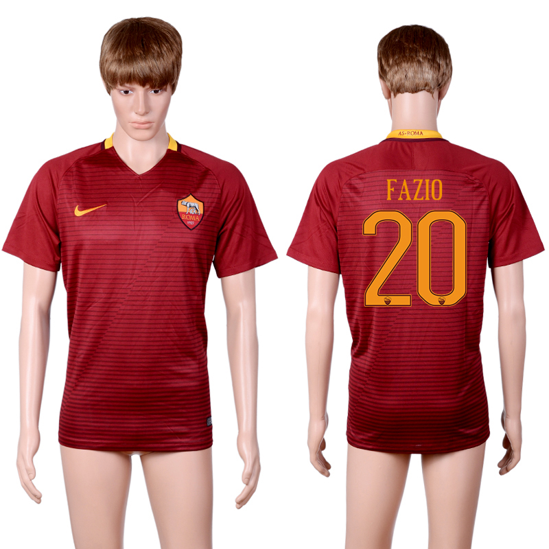 2016-17 Roma 20 FAZIO Home Thailand Soccer Jersey