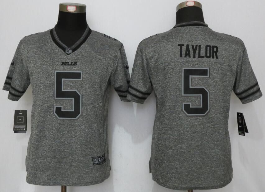 Nike Bills 5 Tyrod Taylor Gray Gridiron Gray Women Limited Jersey