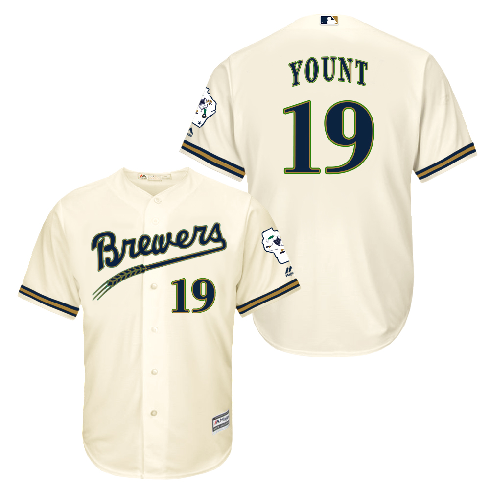 Brewers 19 Robin Yount Cream New Cool Base Jersey