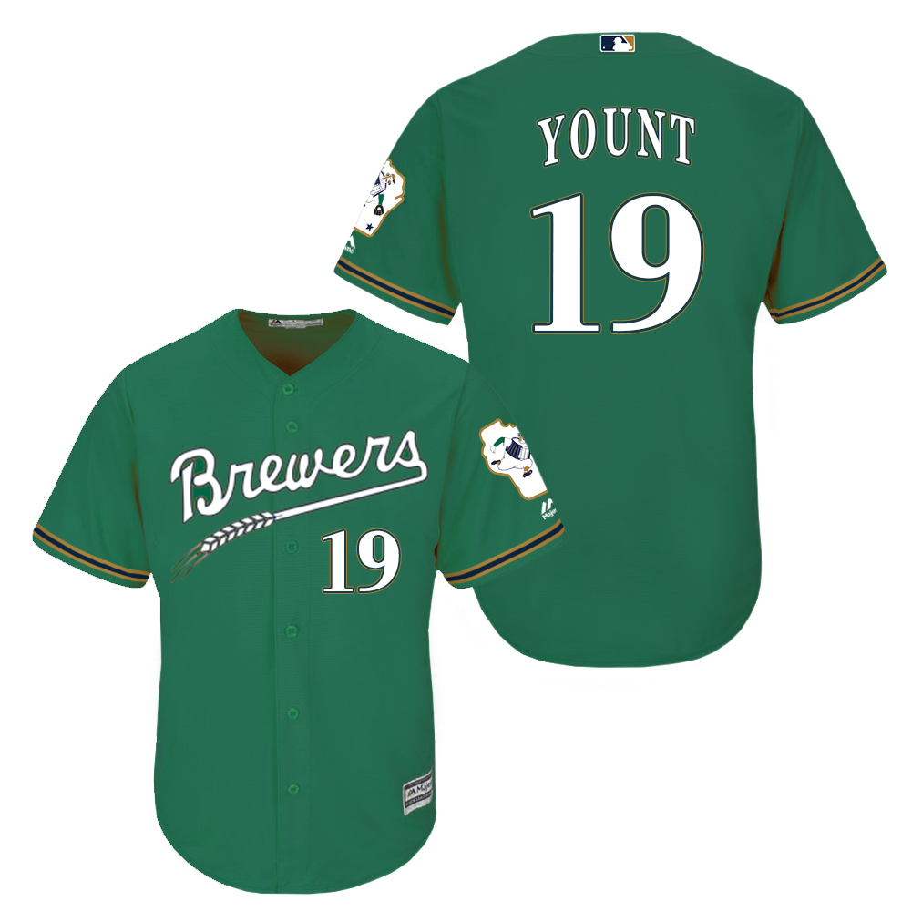 Brewers 19 Robin Yount Green New Cool Base Jersey