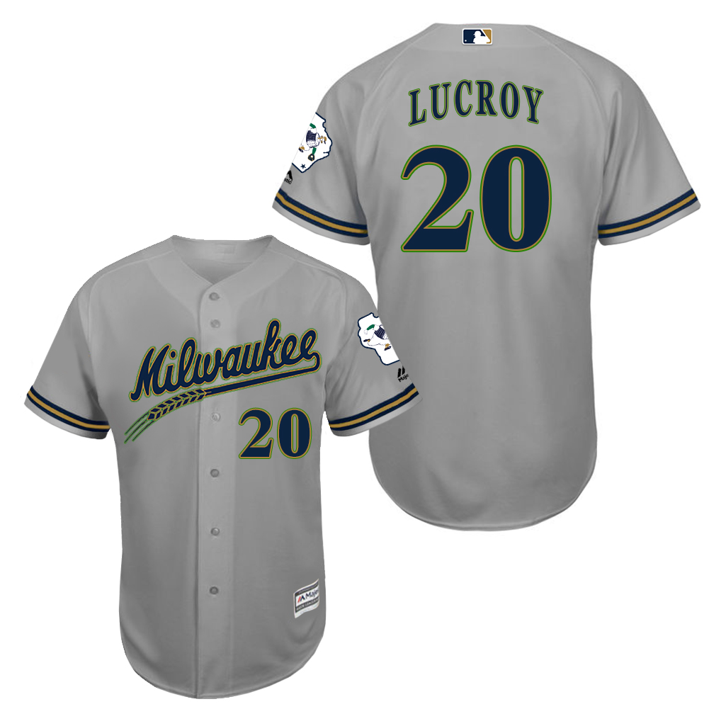 Brewers 20 Jonathan Lucroy Grey New Cool Base Jersey