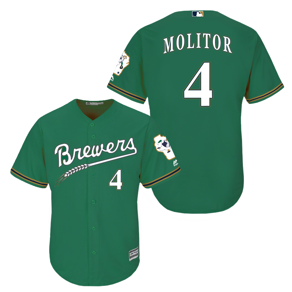 Brewers 4 Paul Molitor Green New Cool Base Jersey