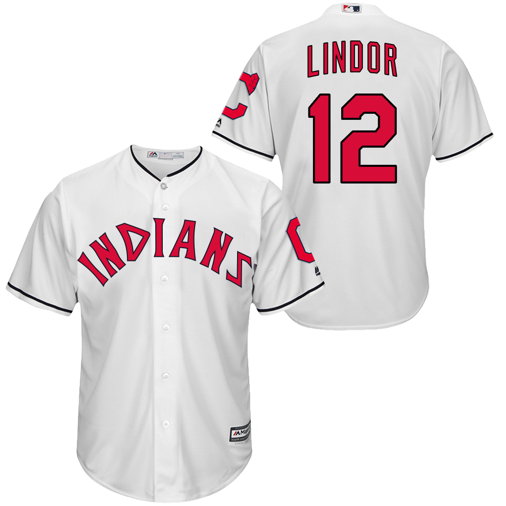 Indians 12 Francisco Lindor White New Cool Base Jersey