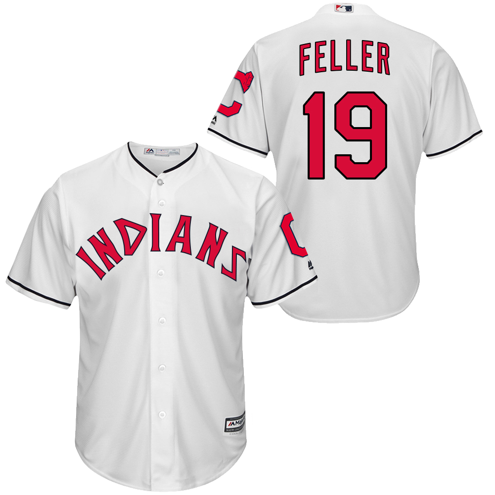 Indians 19 Bob Feller White New Cool Base Jersey