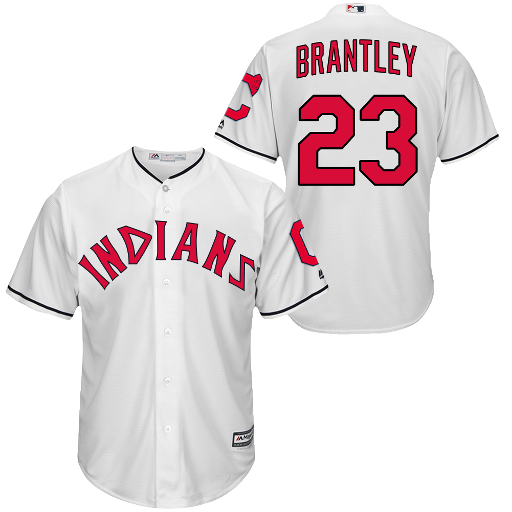 Indians 23 Michael Brantley White New Cool Base Jersey