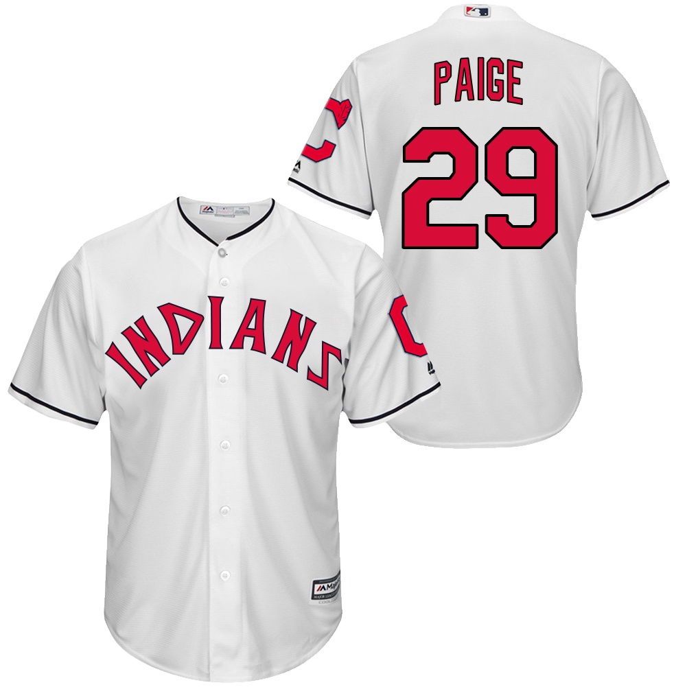 Indians 29 Satchel Paige White New Cool Base Jersey - Click Image to Close
