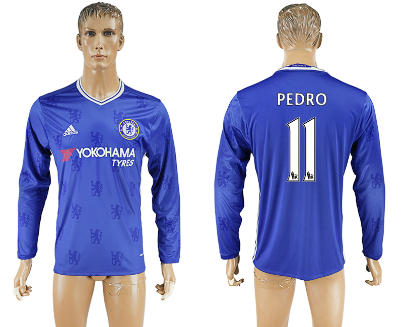 2016-17 Chelsea 11 PEDRO Home Long Sleeve Thailand Soccer Jersey 2016-17 Chelsea 11 PEDRO Home Long Sleeve Thailand Soccer Jersey