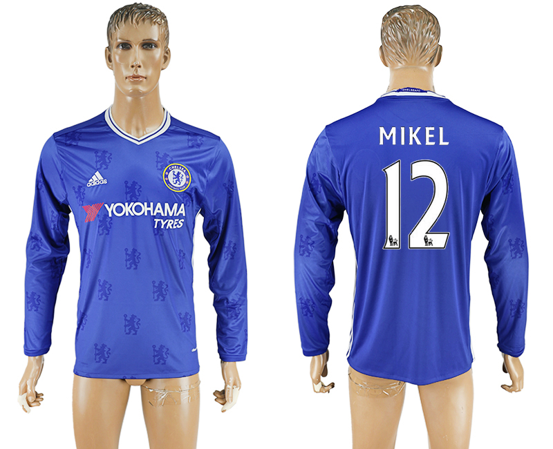 2016-17 Chelsea 12 MIKEL Home Long Sleeve Thailand Soccer Jersey