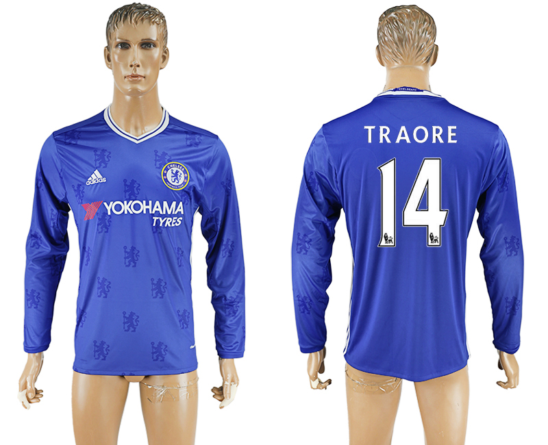 2016-17 Chelsea 14 TRAORE Home Long Sleeve Thailand Soccer Jersey