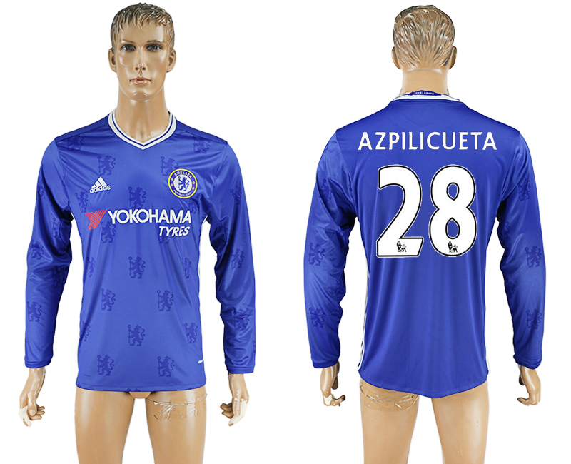 2016-17 Chelsea 28 AZPILICUETA Home Long Sleeve Thailand Soccer Jersey