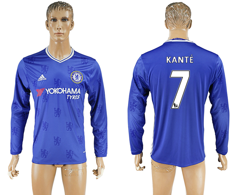 2016-17 Chelsea 7 KANTE Home Long Sleeve Thailand Soccer Jersey