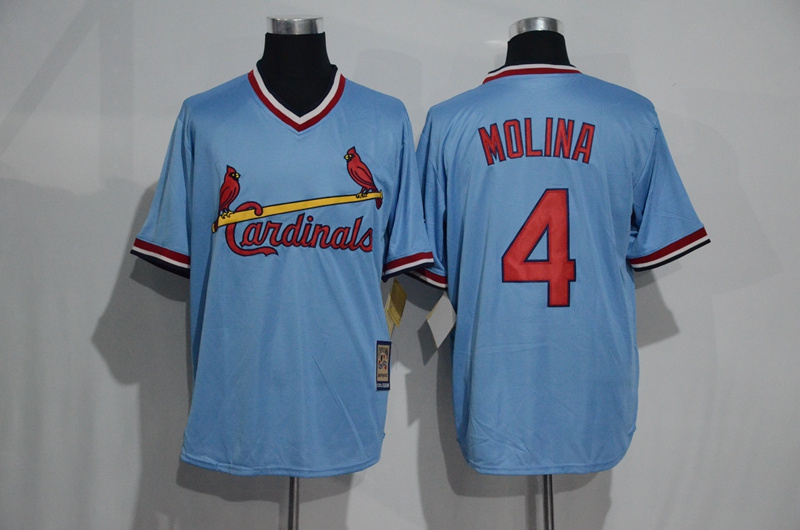 Cardinals 4 Yadier Molina Light Blue Throwback Jersey