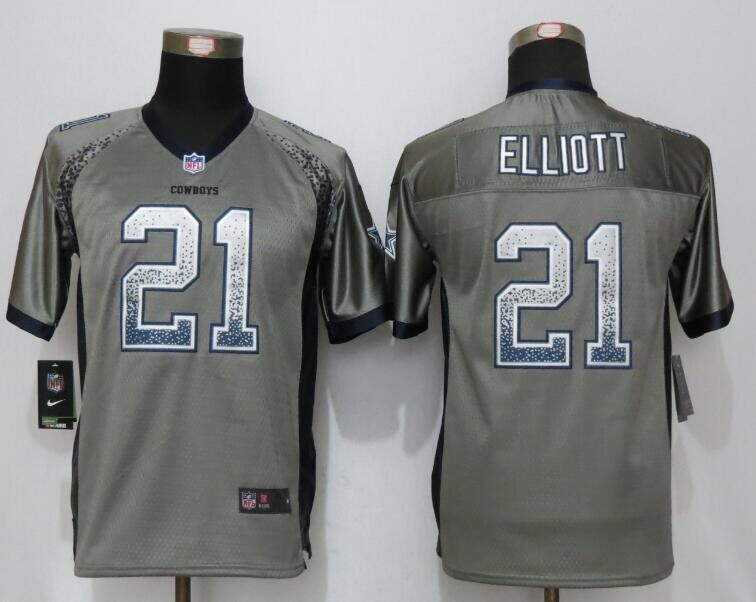Nike Cowboys 21 Ezekiel Elliott Grey Drift Fashion Youth Jersey