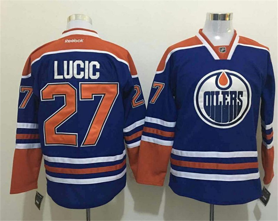 Oilers 27 Milan Lucic Blue Reebok Jersey - Click Image to Close