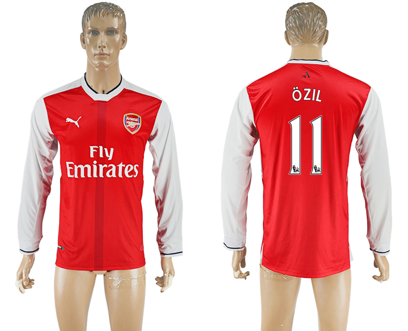 2016-17 Arsenal 11 OZIL Home Long Sleeve Thailand Soccer Jersey