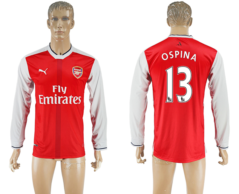2016-17 Arsenal 13 OSPINA Home Long Sleeve Thailand Soccer Jersey