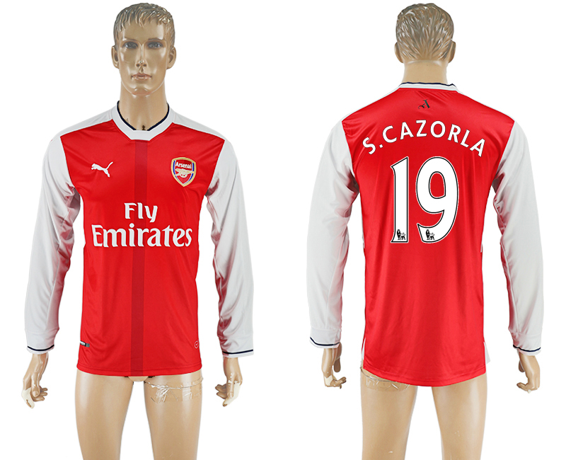 2016-17 Arsenal 19 S.CAZORLA Home Long Sleeve Thailand Soccer Jersey