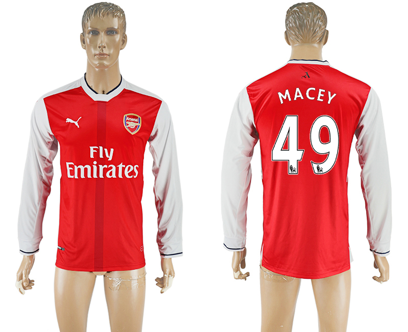 2016-17 Arsenal 49 MACEY Home Long Sleeve Thailand Soccer Jersey