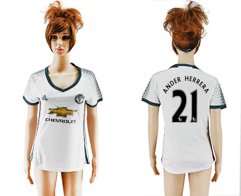 2016-17 Manchester United 21 ANDER HERRERA Third Away Women Soccer Jersey
