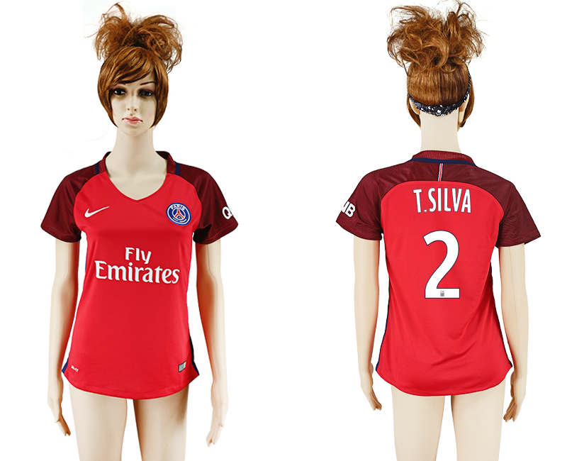 2016-17 Paris Saint-Germain 2 T.SILVA Away Women Soccer Jersey